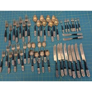 Hong Kong Brass Wood Flatware Buddha 8 Place Settings With Hors d'oeuvre Set 50